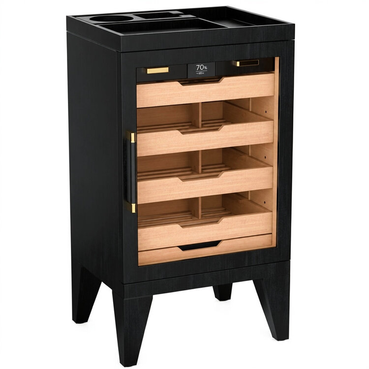 Klaro Humidorschrank Luca Max Schwarz Glastür für 120–150 Zigarren