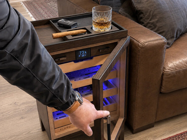 Klaro Humidorschrank Luca Max Schwarz Glastür für 120–150 Zigarren
