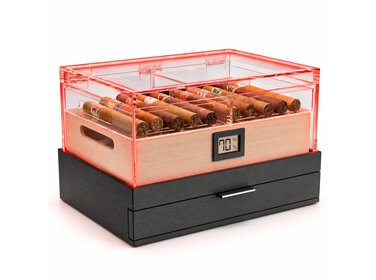 Klaro Humidor Felix Max Schwarz Acryl mit LED für 50–90 Zigarren