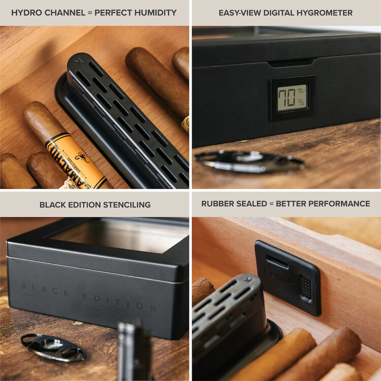 Klaro Humidor MAG Schwarz matt mit Magnetverschluss für 20–40 Zigarren