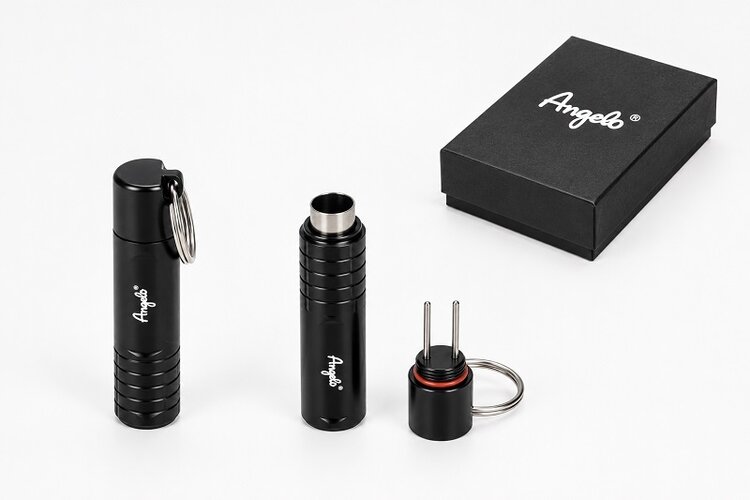 Angelo Zigarrenbohrer Multifunktion mit Doppelnadel Metall Schwarz 10 mm und Schlüsselring