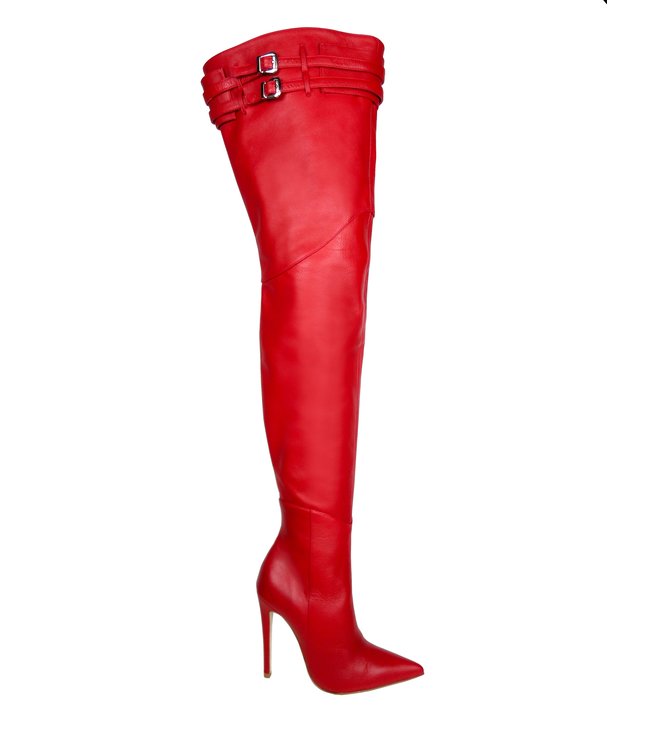 Extra high Italian thigh boots with belts