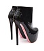 Designer patent leather ankle boots with zipper