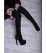 Designer Italian high platform thigh boots in suede