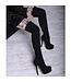 Designer Italian high platform thigh boots in suede