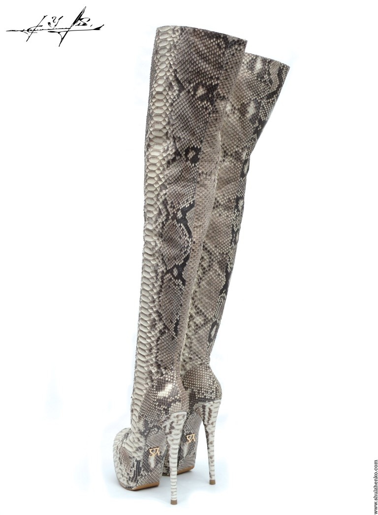 Grønland Bør roterende Designer Italian thigh high python platform thigh boots - Italian High  Heels by Sanctum Shoes
