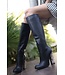 Designer Italian knee boots with chunky python heels