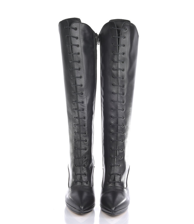 Hohe italienische Schnürstiefel JUNO mit Stilettoabsatz aus echtem Leder