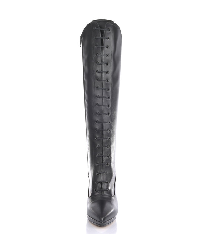 Hohe italienische Schnürstiefel JUNO mit Stilettoabsatz aus echtem Leder