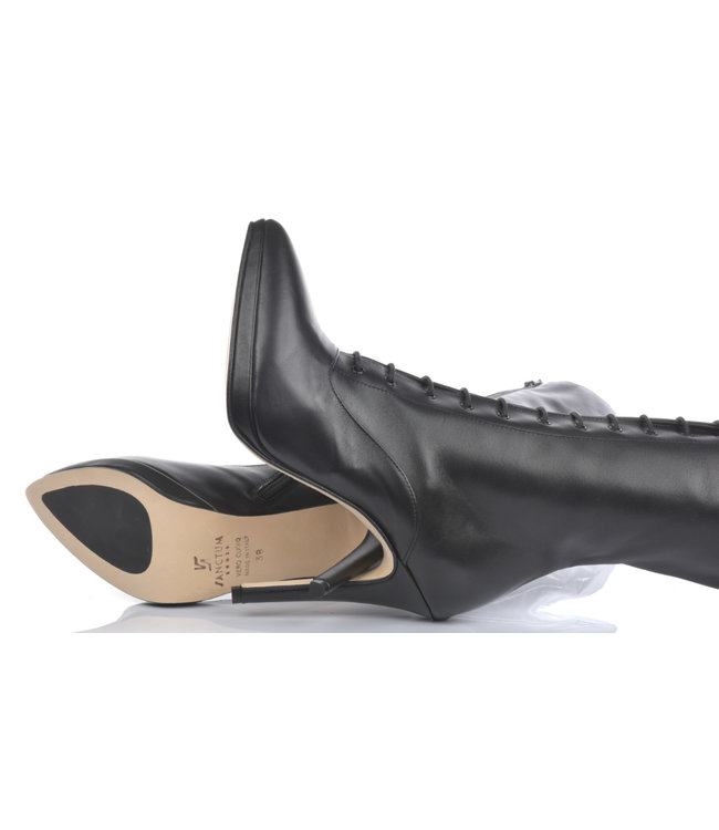 Hohe italienische Schnürstiefel JUNO mit Stilettoabsatz aus echtem Leder