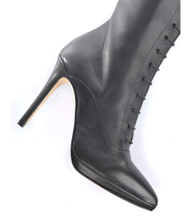 Hohe italienische Schnürstiefel JUNO mit Stilettoabsatz aus echtem Leder