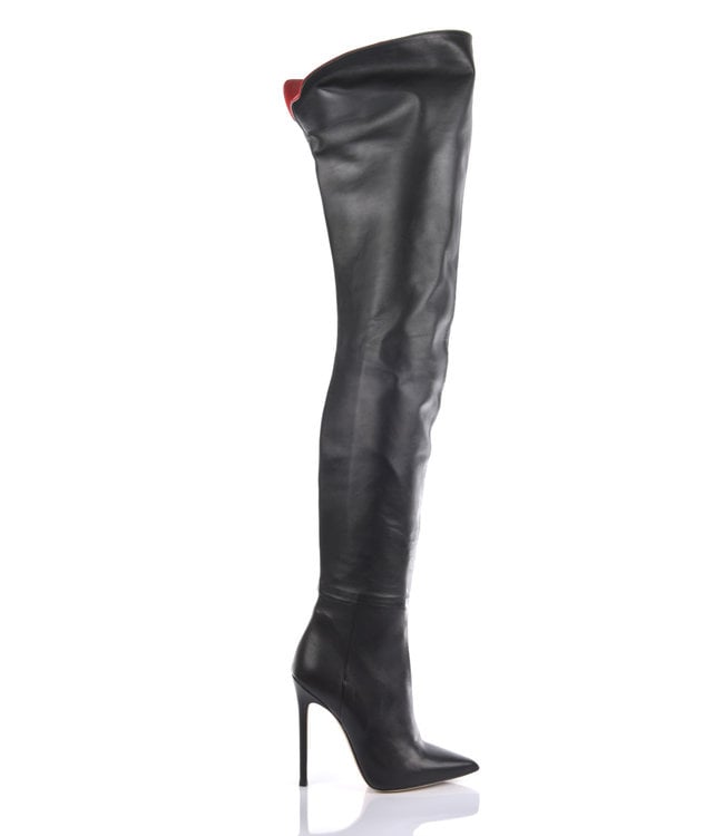High Italian crotch boots VESTA with stiletto heels in genuine leather
