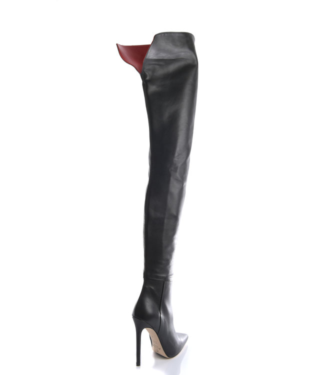 High Italian crotch boots VESTA with stiletto heels in genuine leather