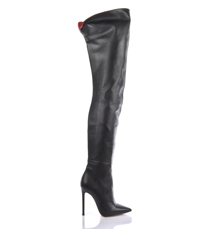 Custom made high Italian crotch boots VESTA with stiletto heels in genuine leather