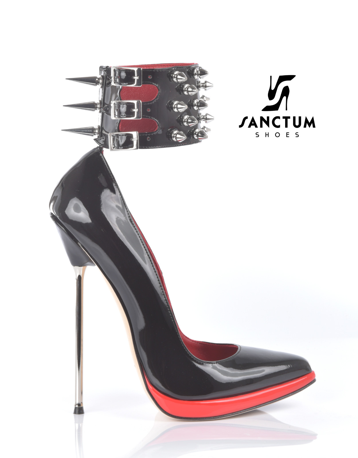 Hoge spike in rood en zwart lak - Italian High | Sanctum Shoes