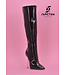 High Italian knee boots GAIA with stiletto heels in genuine patent leather