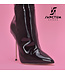 High Italian knee boots GAIA with stiletto heels in genuine patent leather