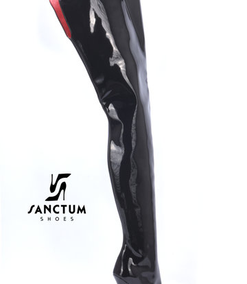Sanctum  High Italian crotch boots GAIA with stiletto heels in genuine patent leather