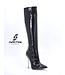 High Italian knee boots GAIA with stiletto heels in genuine patent leather