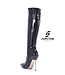 High Italian knee boots GAIA with stiletto heels in genuine patent leather