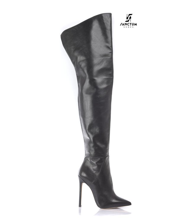 CUSTOM High Italian THIGH boots VESTA with stiletto heels in genuine leather