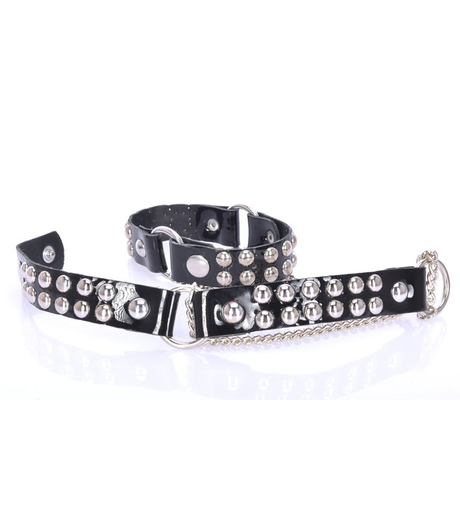 VEGAN BOOT BELT LEA - 2CM - SINGLE CHAIN - BLACK SHINY