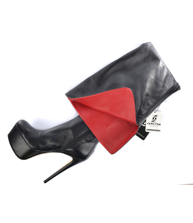 Custom High Italian thigh boots ISIS with platform heels in real leather