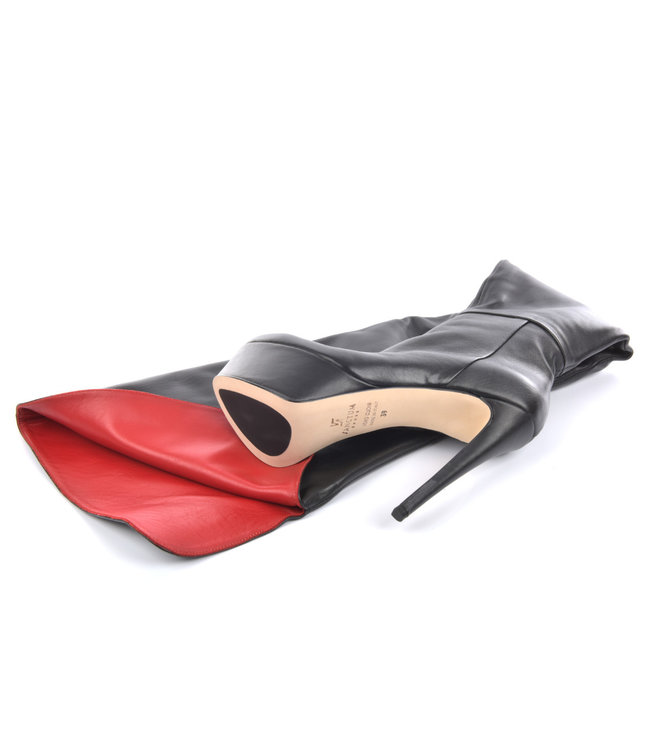 Custom High Italian thigh boots ISIS with platform heels in real leather