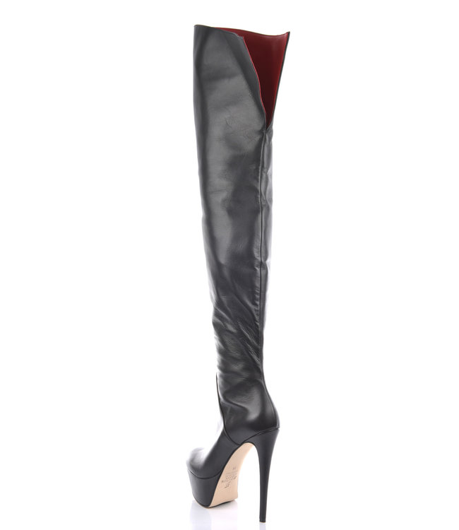 Custom High Italian thigh boots ISIS with platform heels in real leather