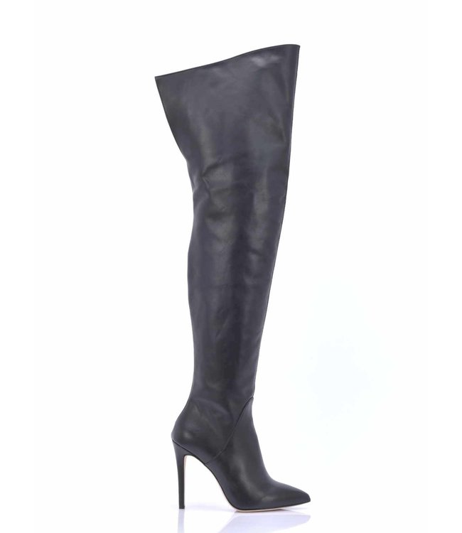 Thigh high boots with 10cm heels in real leather - Italian High Heels ...
