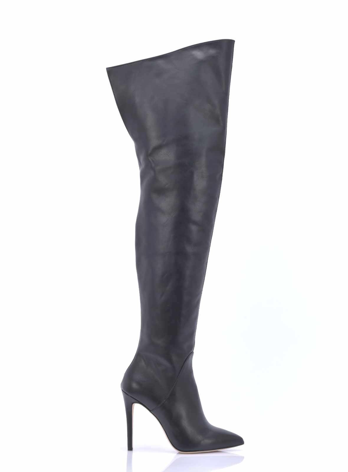 Thigh high boots with 10cm heels in real leather - Italian High Heels ...