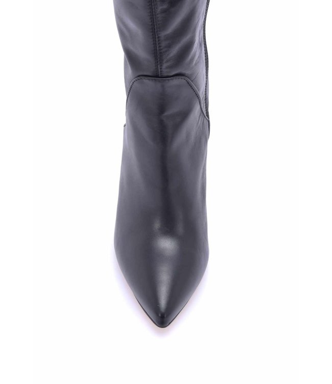 Hoher italienischer Overknee-Stiefel VESTA mit 10cm Pfennigabsatz aus echtem Leder