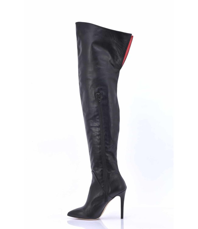 High Italian thigh boots VESTA with 10cm stiletto heels in genuine leather