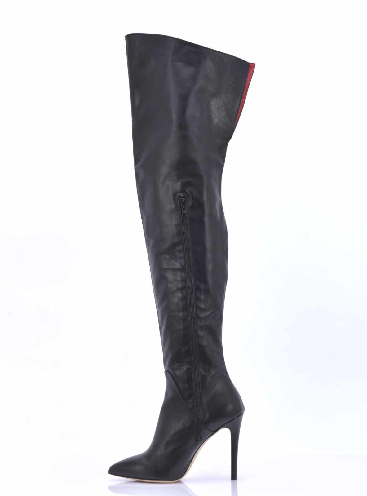 Thigh high boots with 10cm heels in real leather - Italian High Heels ...