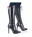 CUSTOM High Italian lace-up knee boots JUNO with stiletto heels in genuine leather