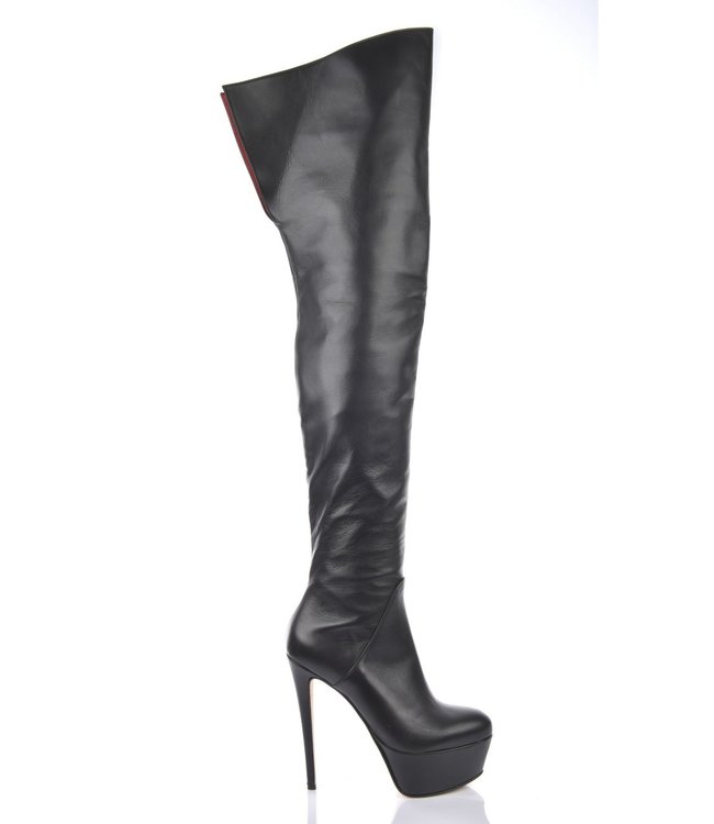 High Italian thigh boots ISIS with platform heels in real leather