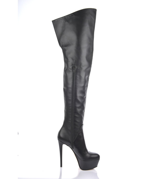 High Italian thigh boots ISIS with platform heels in real leather