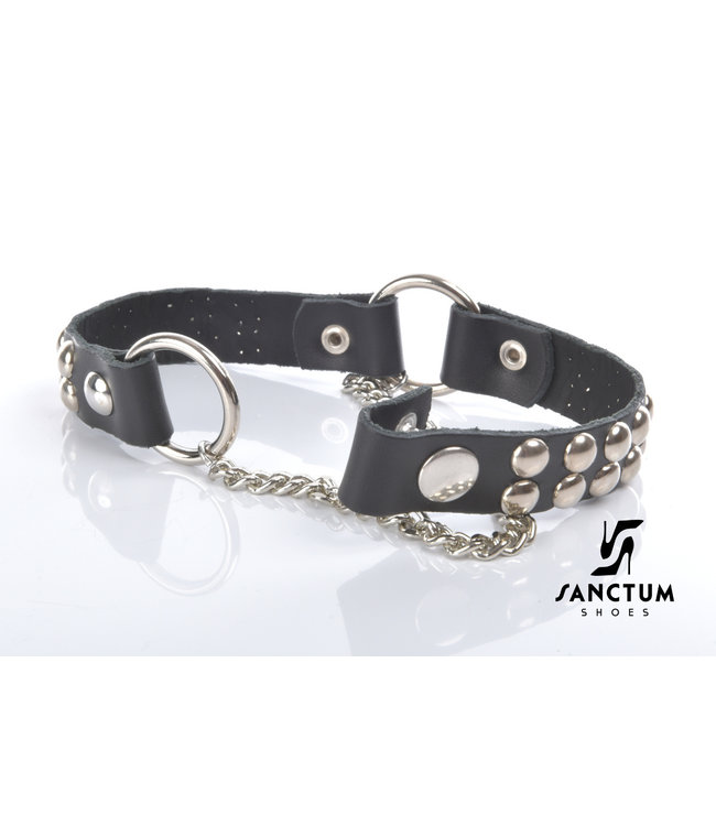 LEATHER BOOT BELT LEA - 2CM - SINGLE CHAIN - BLACK NAPPA