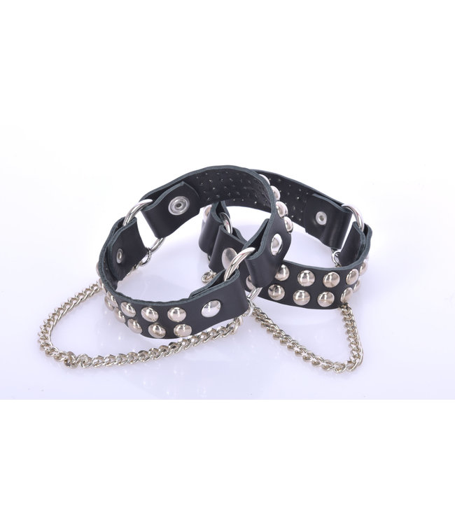 LEREN LAARSRIEM LEA - 2CM - ENKELE KETTING - ZWART NAPPA