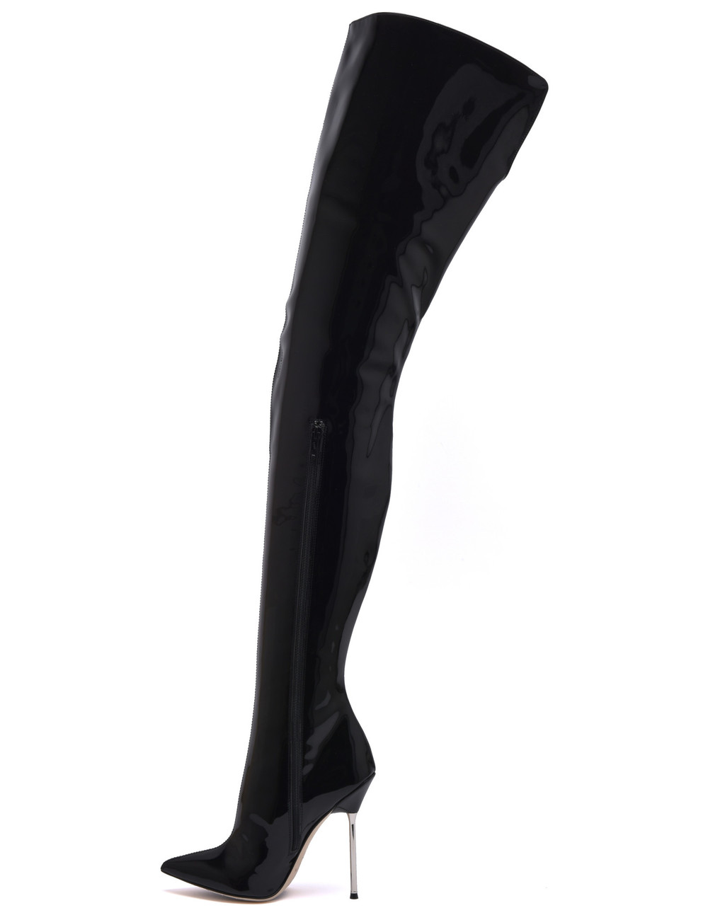 Sanctum  High Italian crotch boots GAIA with stiletto heels in genuine patent leather