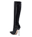 High Italian knee boots GAIA with stiletto heels in genuine patent leather