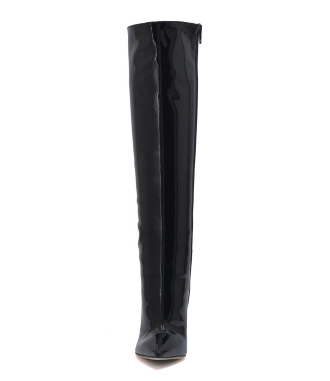 High Italian knee boots GAIA with stiletto heels in genuine patent leather