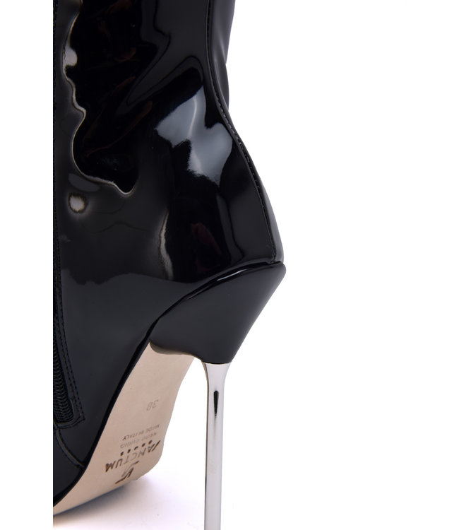 High Italian knee boots GAIA with stiletto heels in genuine patent leather