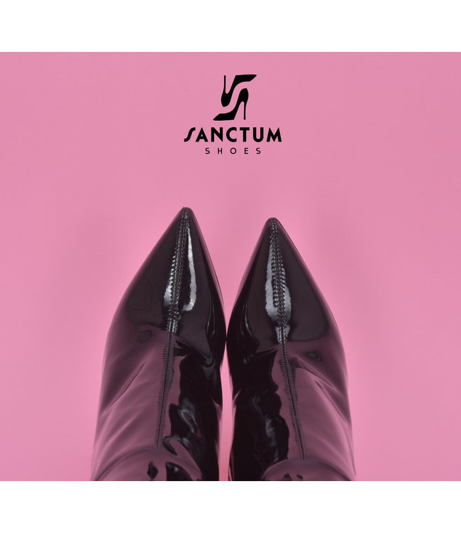 Hohe italienische Kniestiefel GAIA mit Stilettoabsatz aus echtem Lackleder