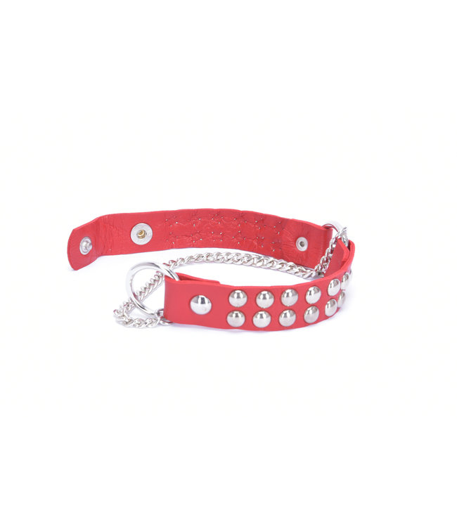 LEATHER BOOT BELT LEA - 2CM - SINGLE CHAIN - RED NAPPA