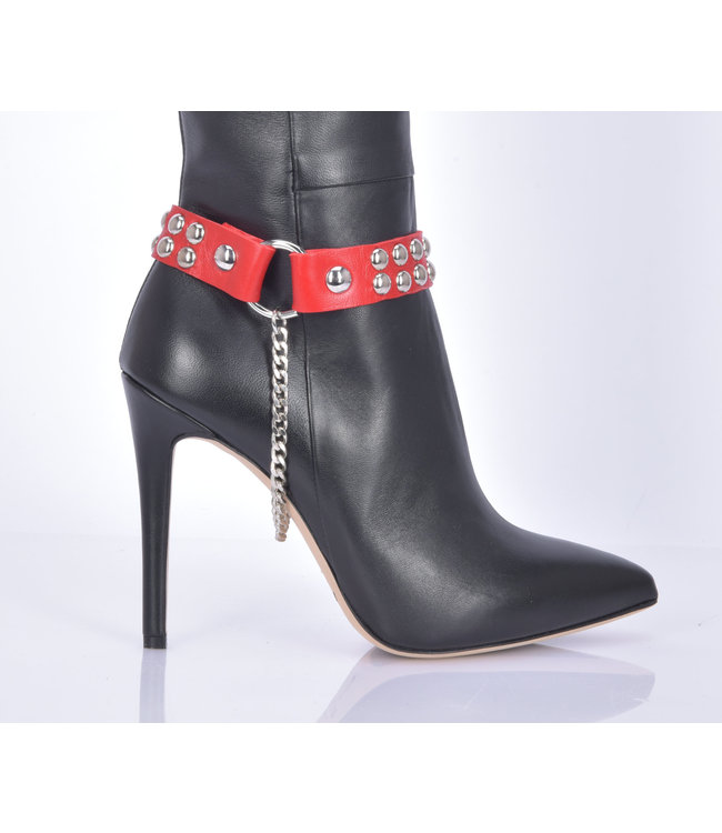 LEDERSTIEFELGÜRTEL LEA - 2CM - EINZELKETTE - ROT NAPPA