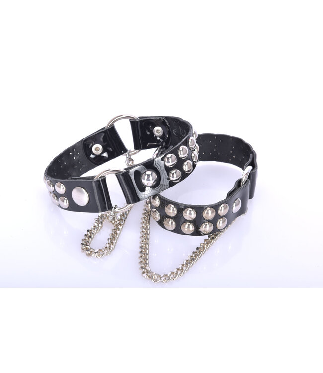 VEGAN BOOT BELT LEA - 2CM - SINGLE CHAIN - BLACK SHINY