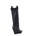 Black leather Raquel high heel cowboy boots