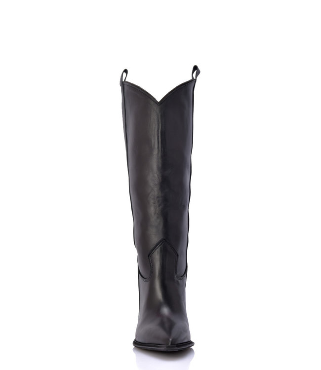 Black leather Raquel high heel cowboy boots