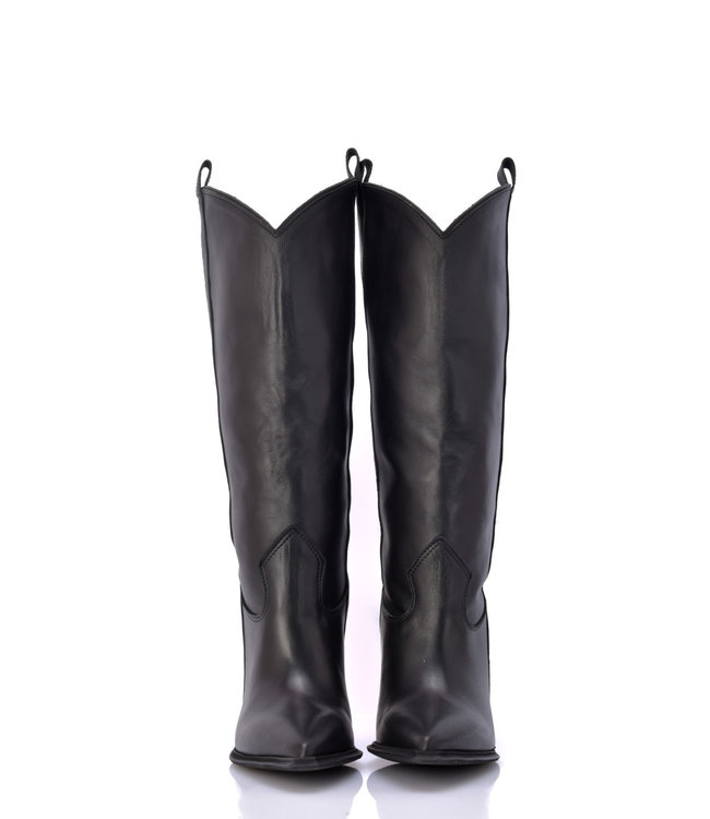 Black leather Raquel high heel cowboy boots